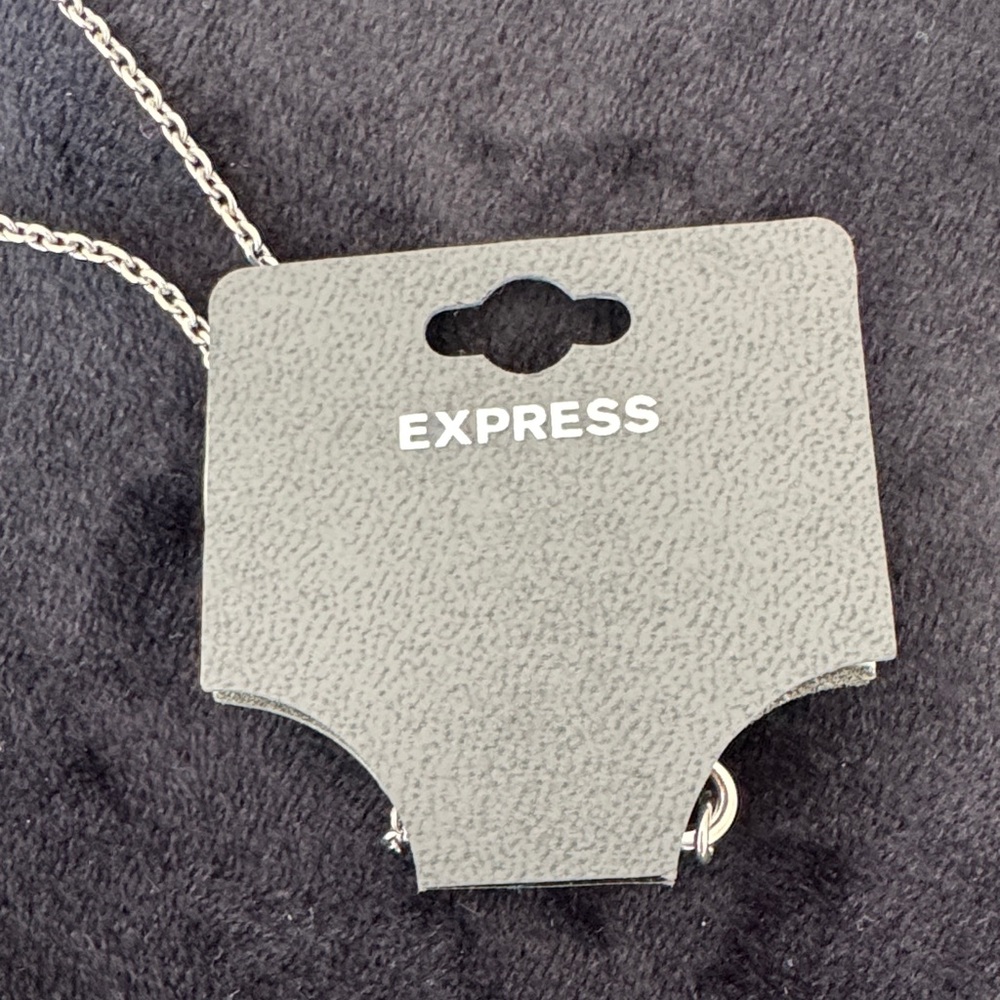 Express Silver Leaf Pendant Necklace with Aqua Bead Accents - Picture 3 of 4